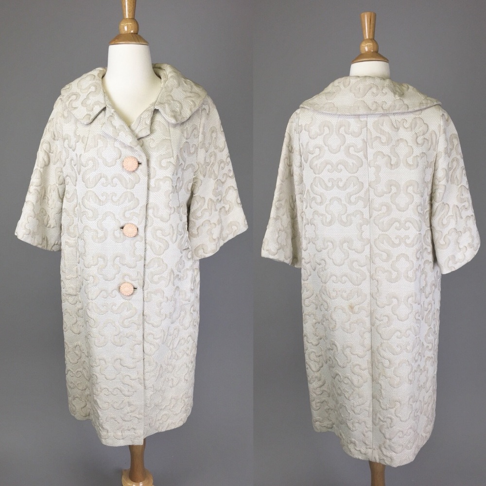Vintage 60s Car Coat 🧥Cream Peach 1960s